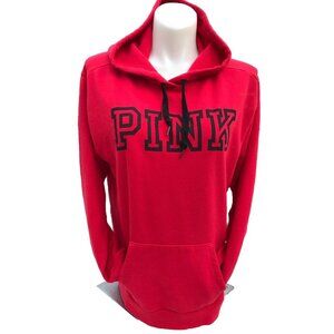 VS PINK VTG Y2K Pullover Hoodie SWEATSHIRT LOGO Large Victoria Secret EUC Red